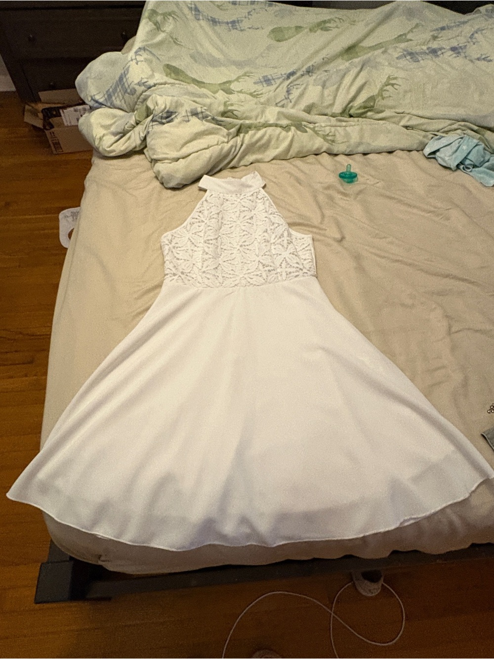Lace Bodice White Dress Like New